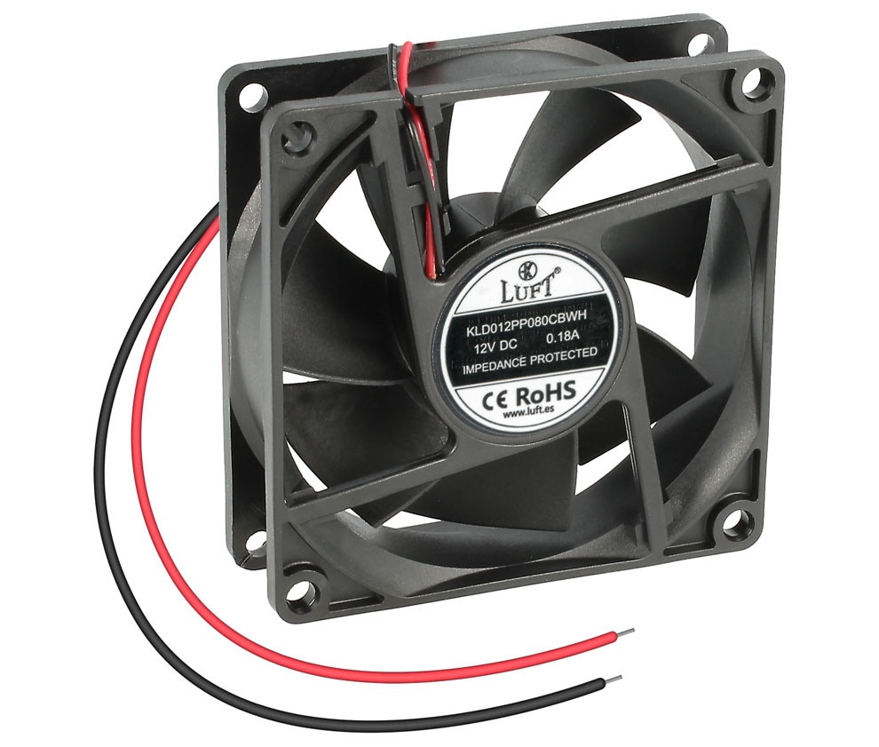 Ventilador con rodamiento de bolas 12VDC 80X80X25. Mod. VEN013