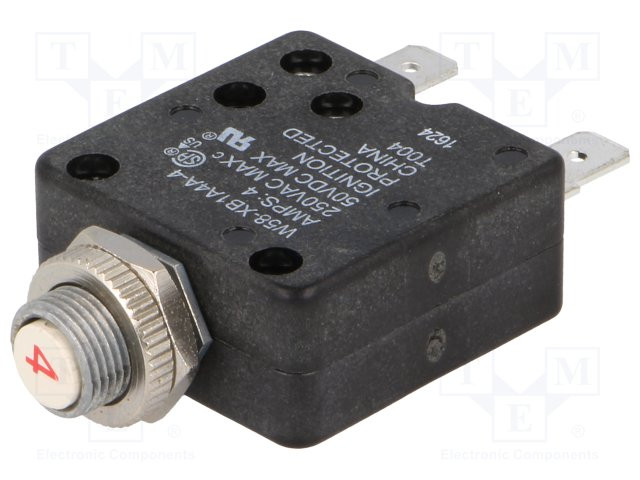 Interruptor magnetotérmico Unom 250VCA 50VCC 4A Ø11,2mm. Mod. W58-XB1A4A-4