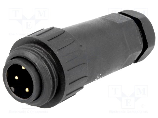 Enchufe macho WA22 4PIN 16A 400V dorado. Mod. Mod. WA22J4TE285