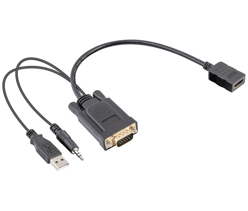 Adaptador de HDMI a vídeo VGA + audio por Jack 3,5mm