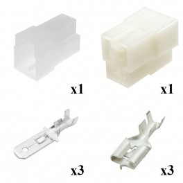 Pareja conectores macho hembra de 3 vías de faston 6.3 mm. Mod. OK3MF