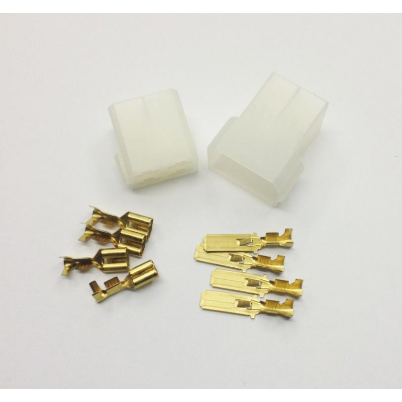 Pareja de conectores macho hembra de 4 vías de faston 6.3 mm. Mod. OK4MF