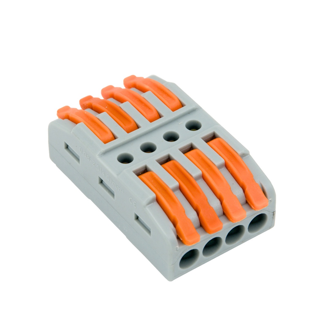 [2040040ELG] Regleta de conexión rápida 4x4 en línea a palanca [0.08 a 4mm]. Mod. 2040040