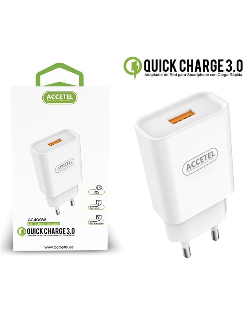 [AC430W] Cargador carga rápida QC 3.0A 18W. Mod. AC430W
