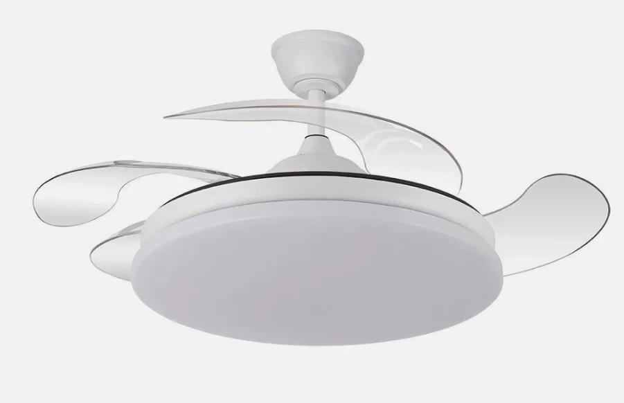 Ventilador de techo aspas retráctil 59W motor DC CCT Tridente blanco. Mod. 236391301
