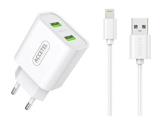 [AC323SUR] Cargador Pared Dual USB - Cable Lightning. Mod. AC323