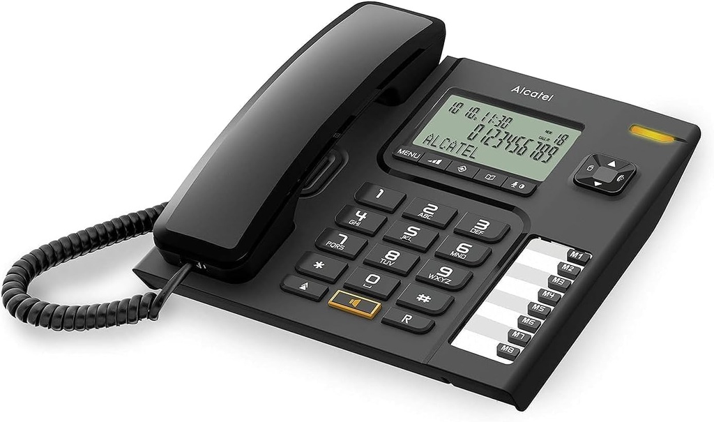 Teléfono sobremesa manos libres con cable negro Alcatel. Mod. ALCATELT76