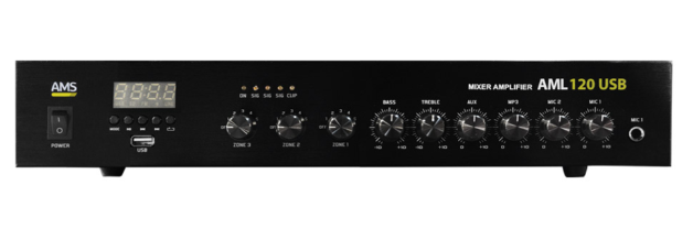 [AML120USBAMS] Amplificador 120 W @ 4 Ohm L100V 3 zonas USB/SD/BT AMS. Mod. AML120USB
