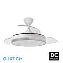 Ventilador techo aspas retráctiles 59W blanco/gris 107cm Papiro. Mod. 212591328