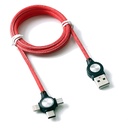 Conexión USB macho 3 en 1 micro USB, lighting y tipo C 2A 1metro. Mod. IN40-00032