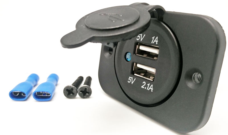 Base de alimentacion para panel 2 x USB-A [5V/1A y 5V/2.1A]. Mod. 4163C