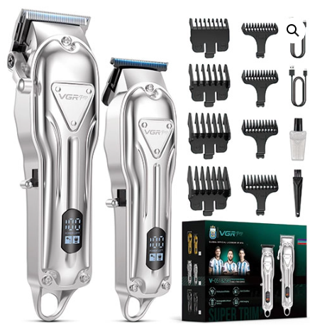 Set de cortapelos mas barbero inalámbrico y/o red color plata VGR. Mod. V051/298SIL