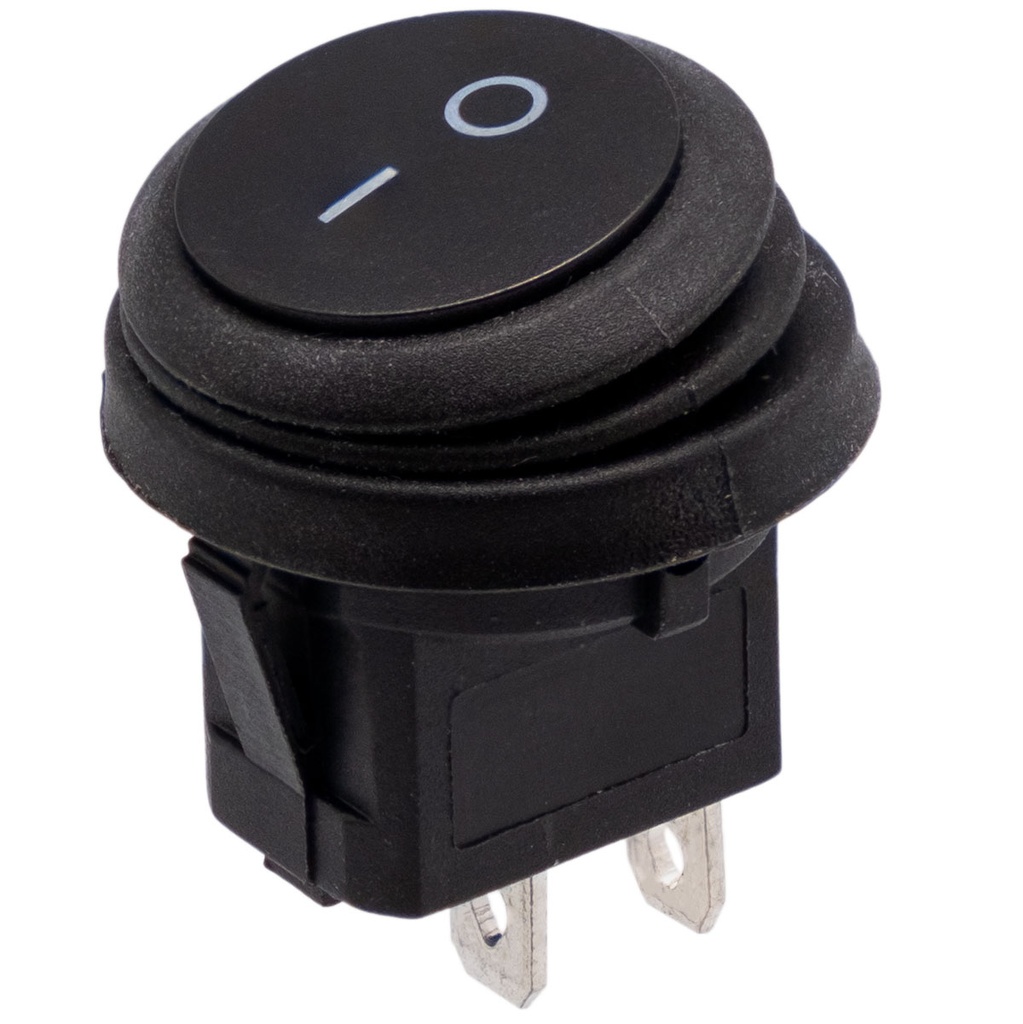 Interruptor redondo negro estanco 2P 6A 250VAC IP65. Mod. 4159