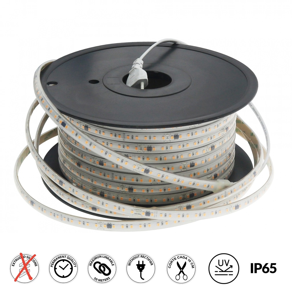 Tira de Led 220Vac Smd2835 Bergamo 17W/m Ip65 2700k. Mod. LM2333