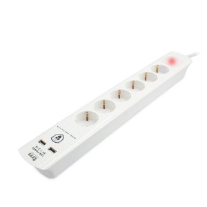 [TMUAD306] Base múltiple 6 tomas con 2 USB 1.4M blanca. Mod. TMUAD306