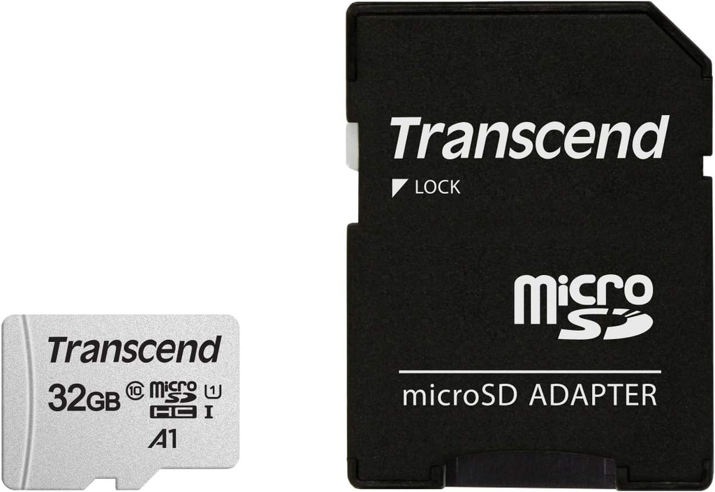 Tarjeta microSD Transcend 32 GB c/ adaptador class 10. Mod. TS32GUSD300S