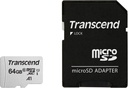 Tarjeta microSD Transcend 64 GB c/ adaptador class 10. Mod. TS64GUSD300S