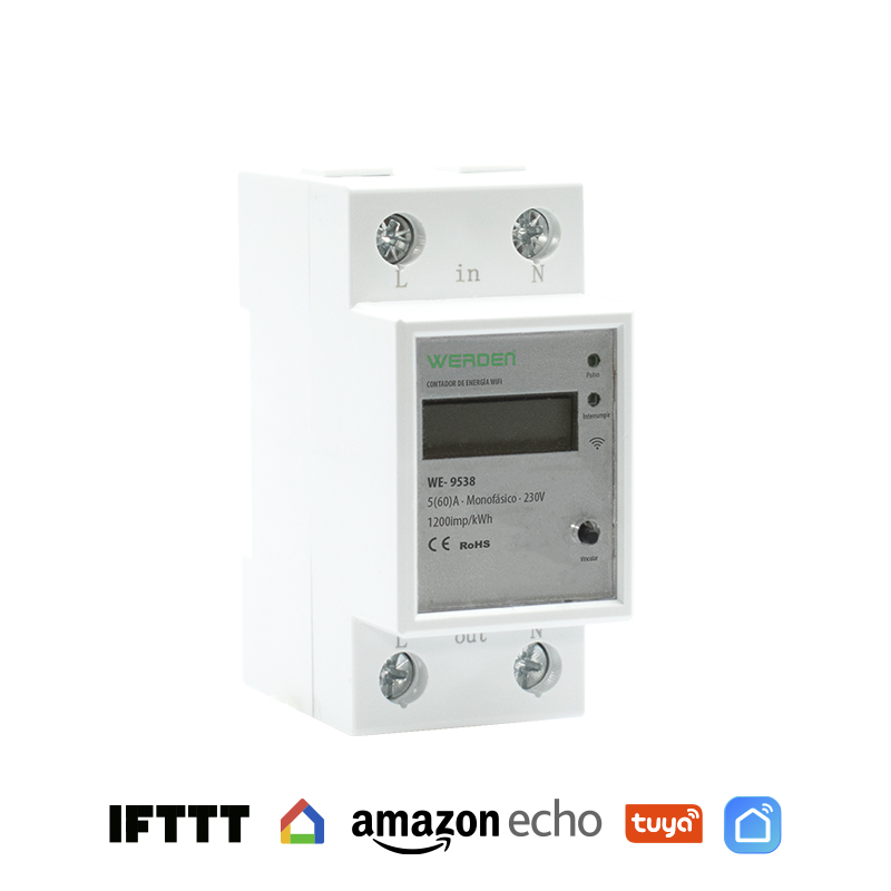 Contador de energía monofásico Wifi Tuya. Mod. WE-9538