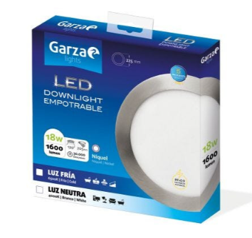 Downlight empotrar LED Circular 18W Ø225 4000K Niquel. Mod. 401410A