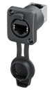 Conector RJ45 chasis IP65 etherCON entrada trasera 90º Neutrik. Mod. NE8FDPU-TOP