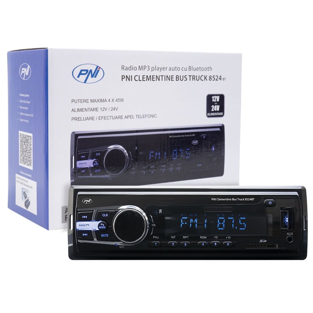 [8524BTPIH] Autoradio Mp3 USB Bluetooth 4x45W PNI Clementine. Mod. 8524BT