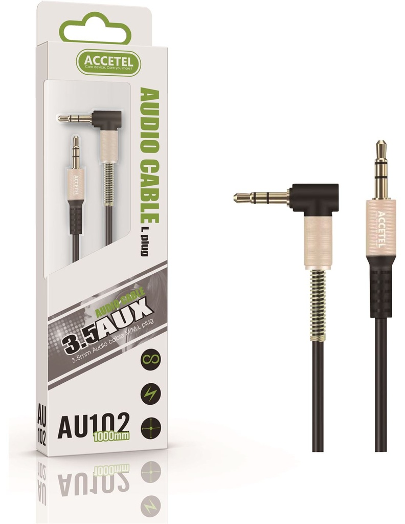 [AU102SUR] Conexión audio Jack 3.5mm macho macho acodado 1 metro. Mod. AU102