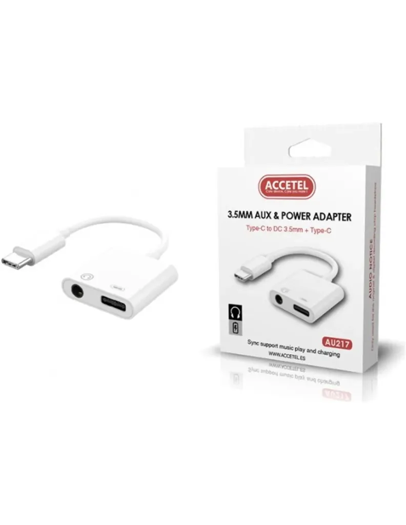 Adaptador USB-C a Jack 3.5mm Audio y USB-C Carga. Mod. AU217