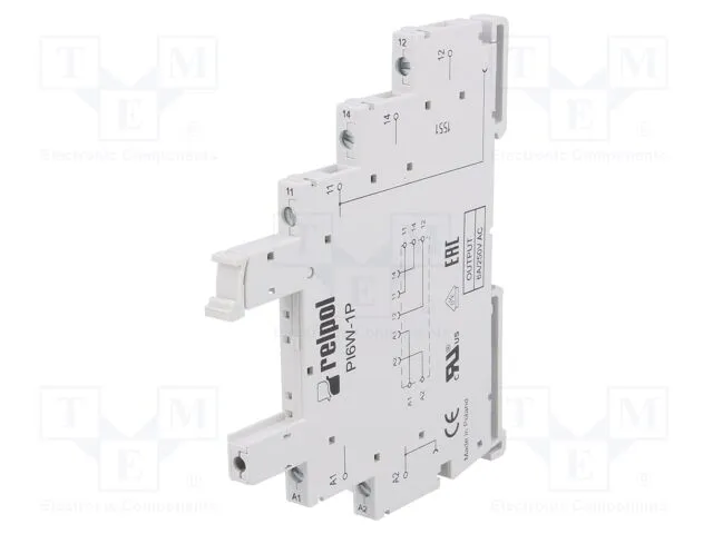 Zócalo mini relé 5 pin carril din 6A 250VAC. Mod. PI6W-1P