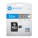 Tarjeta memoria Micro SD 32GB HP CLASS 10 + adaptador. Mod. SDU32GBHC10HP-EF