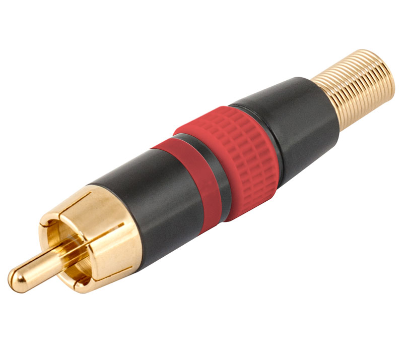 [CON249ELG] Conector RCA macho aéreo metálico rojo. Mod. CON249