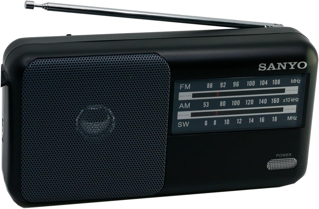 [KS120P] Radio analógica sobremesa negra a pilas Sanyo. Mod. KS120P