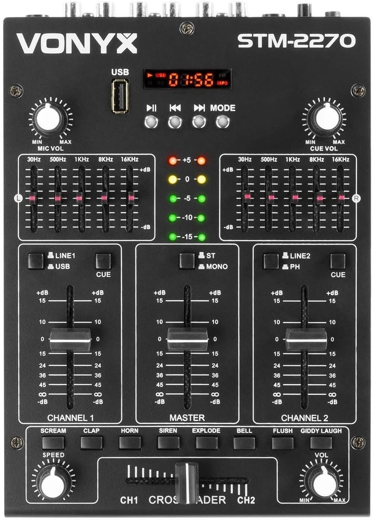 [STM2270] Mesa de mezclas DJ 2 canales bluetooth MP3/USB Vonyx. Mod. STM-2270