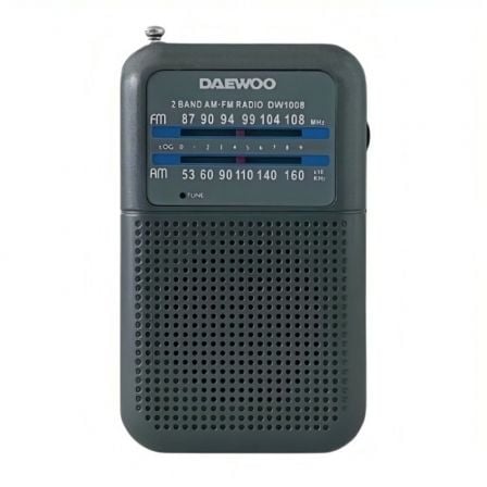 Radio portátil gris con altavoz Daewoo. Mod. DW1008SIL