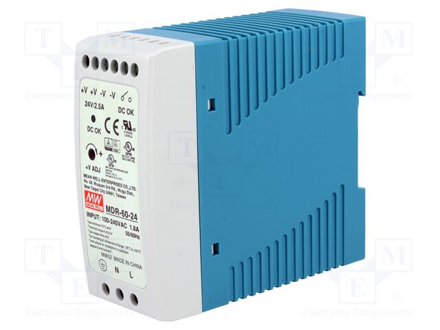[MDR6024] Fuente de alimentación 24V 60W 2.5A carril din. Mod. MDR-60-24
