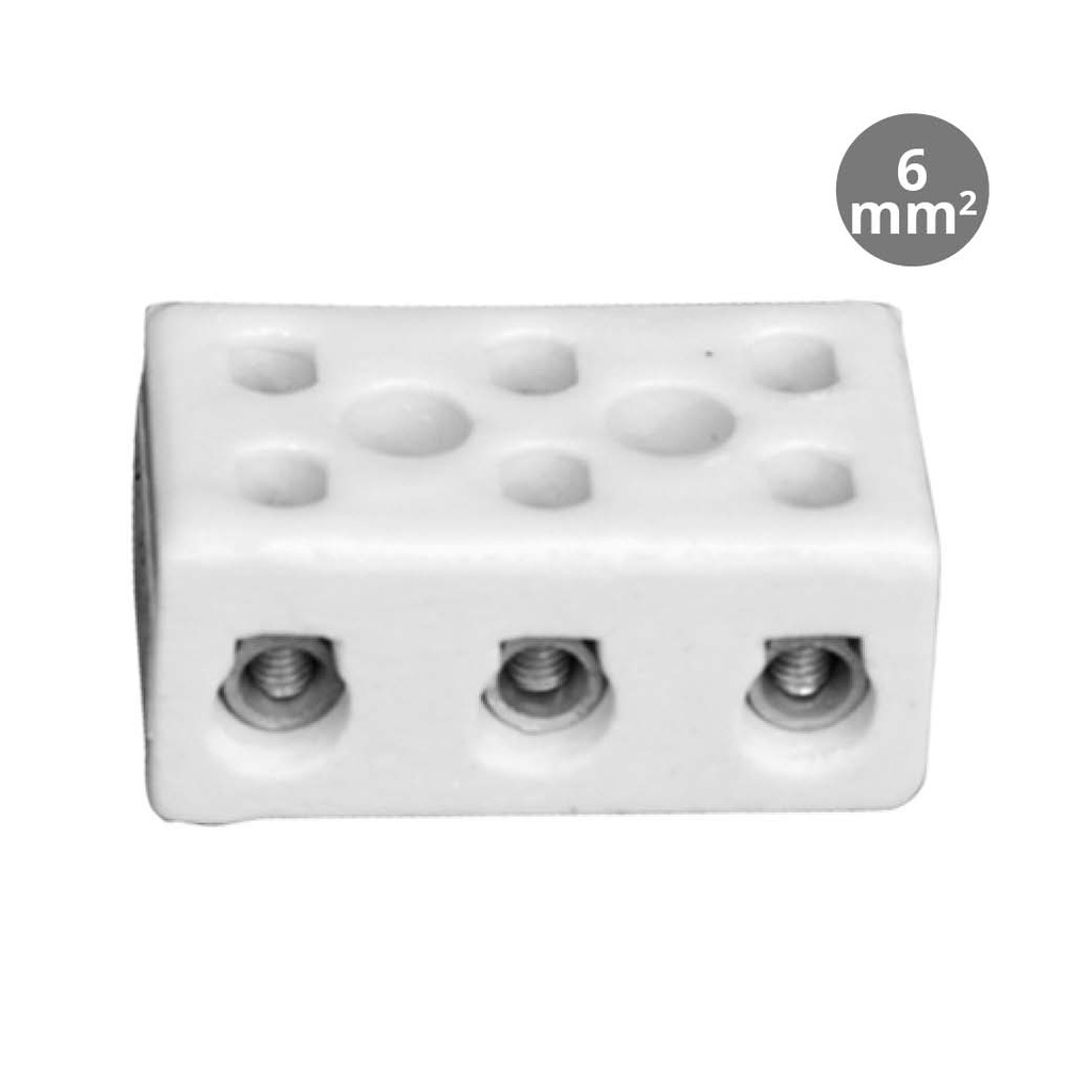 Regleta 3 polos cerámica 6mm2 10A. Mod. 001000727
