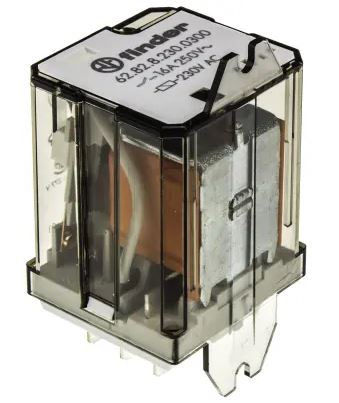 Relé electromagnético de potencia 2xNO 230VAC Finder. Mod. 62.82.8.230