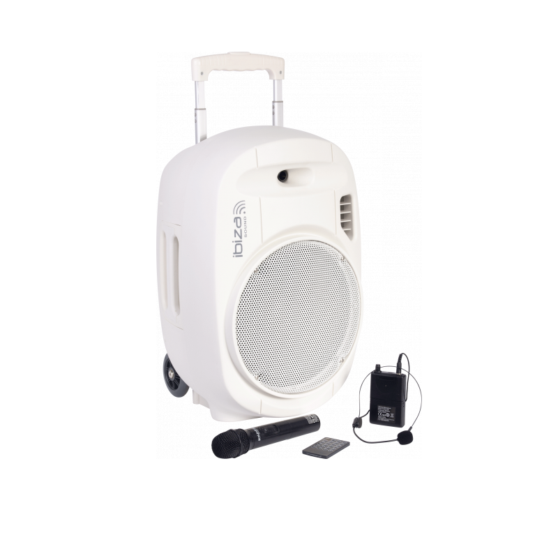 [PORT12UHFWHMKII] Sistema de sonido portátil (trolley) Ibiza Sound 12" 700W blanco. Mod. PORT12UHF-WH-MKII