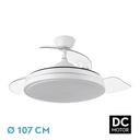 Ventilador techo aspas retráctiles 59W blanco 107cm Escorpión. Mod. 214591301