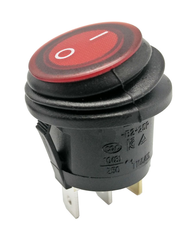 Interruptor basculante estanco rojo 13A/6.5A 125V/250V. Mod. R13244B802BBRAC