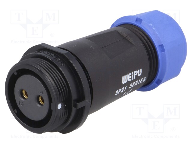 [SP2111S2TME] Conector hembra 2pin IP68 30A 500V SP21. Mod. SP2111/S2