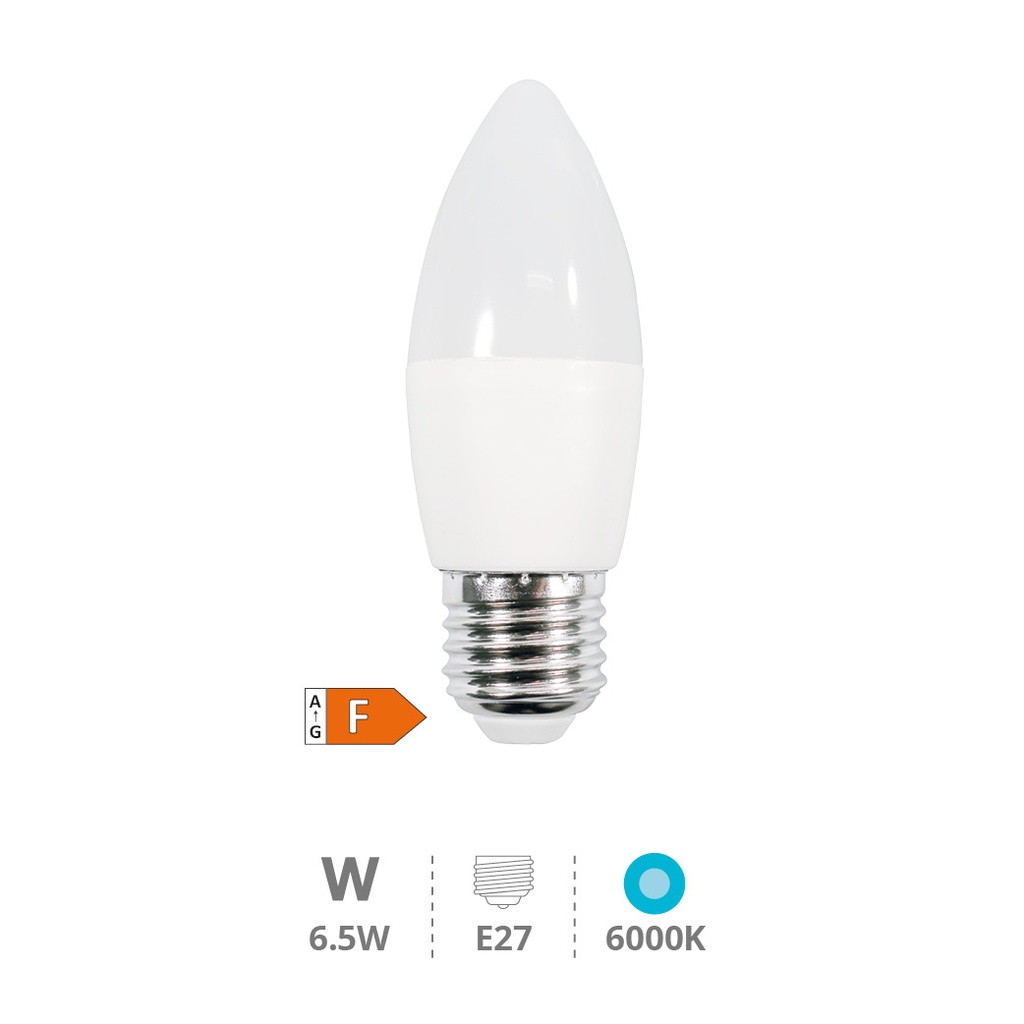 Bombilla LED vela 6.5W E27 6000K. Mod. 200695025