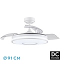 Ventilador de techo aspas retráctil 48W blanco motor DC CCT DANI. Mod. 165399001