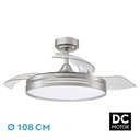 Ventilador techo níquel aspas retráctil 72W MOTOR DC CCT Micenas. Mod. 186091403