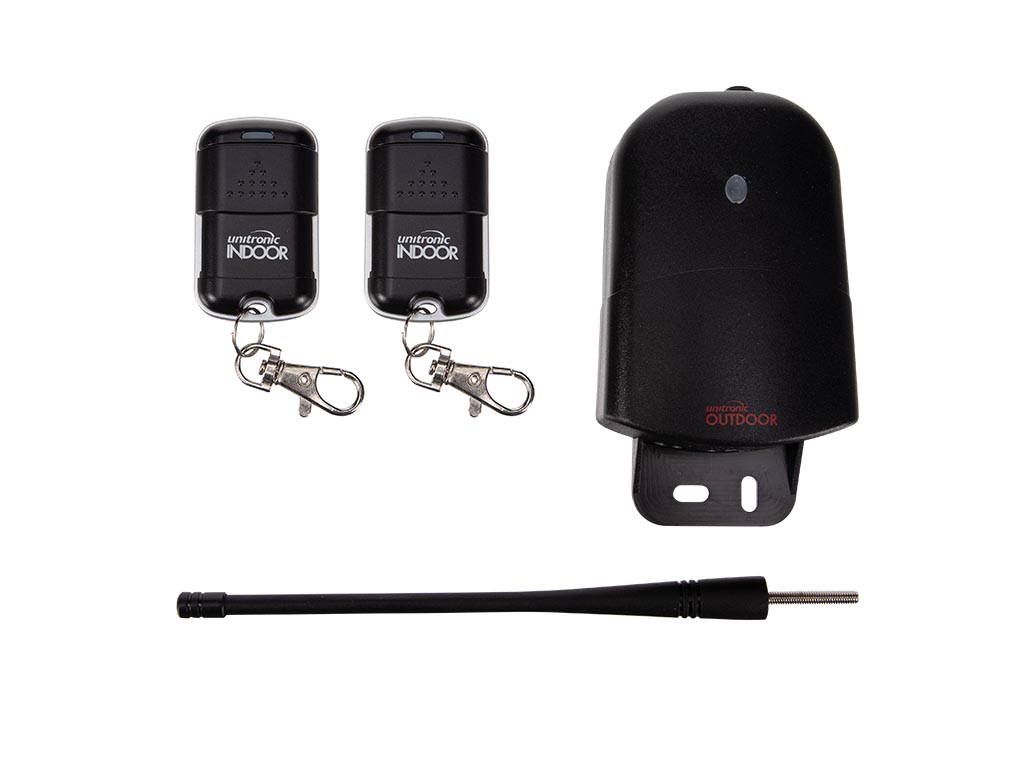 Conjunto de control remoto inalámbrico de 2 canales: 2 transmisores & 1 receptor, 433,92 MHz. Mod. UNI2172