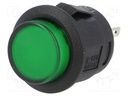 Pulsador interruptor redondo LED verde 12VDC 1,5A/250VCA. Mod. R13-523BL-05-BGL1