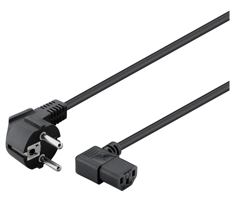 Conexión alimentación schuko a IEC C13 hembra acodado 1.5m. Mod. WIR1370