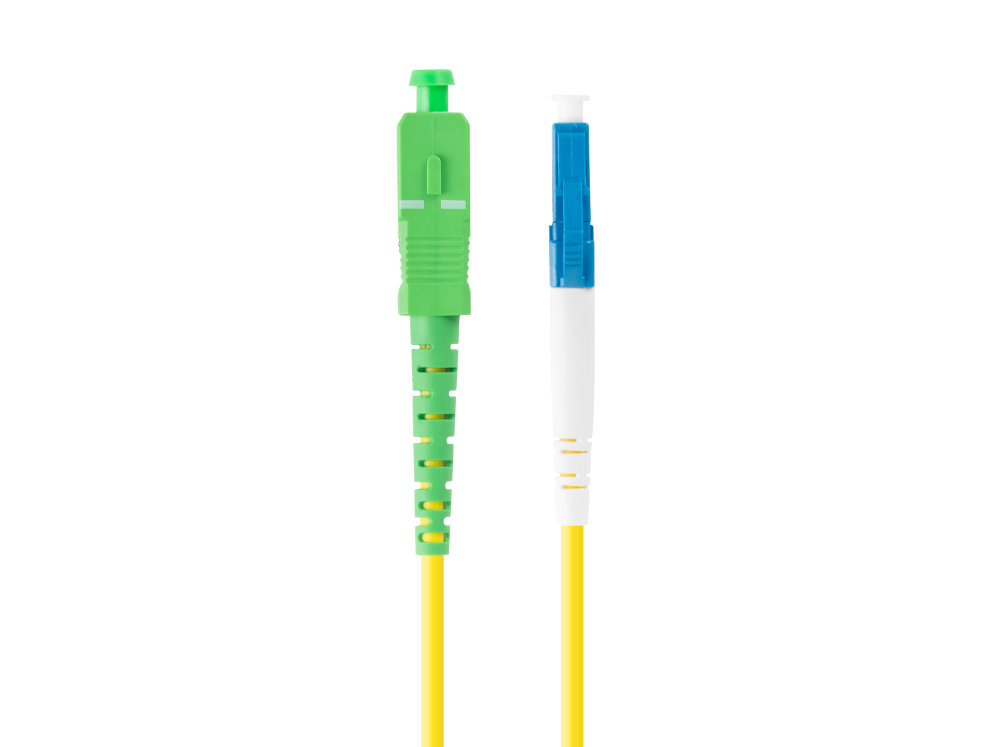 Latiguillo de fibra óptica LC/UPC a SC/APC 2 metros. Mod. FO-LUSA-SS11-0020-YE