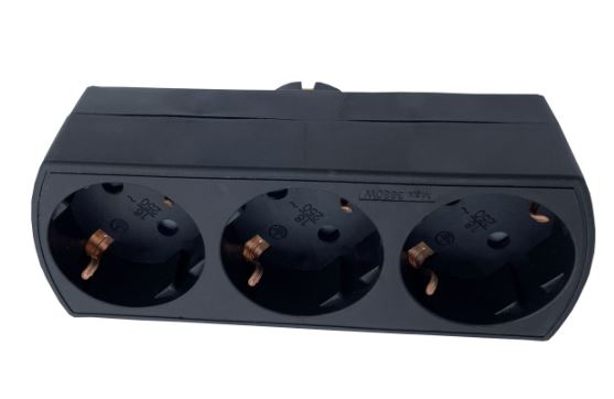Adaptador bipolar Ladrón triple salida Negro. Mod. 103000025