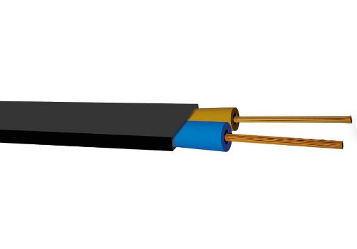 Manguera plana 2x1mm2 negra flexible H05 VV-F metro. Mod. MNP2X1