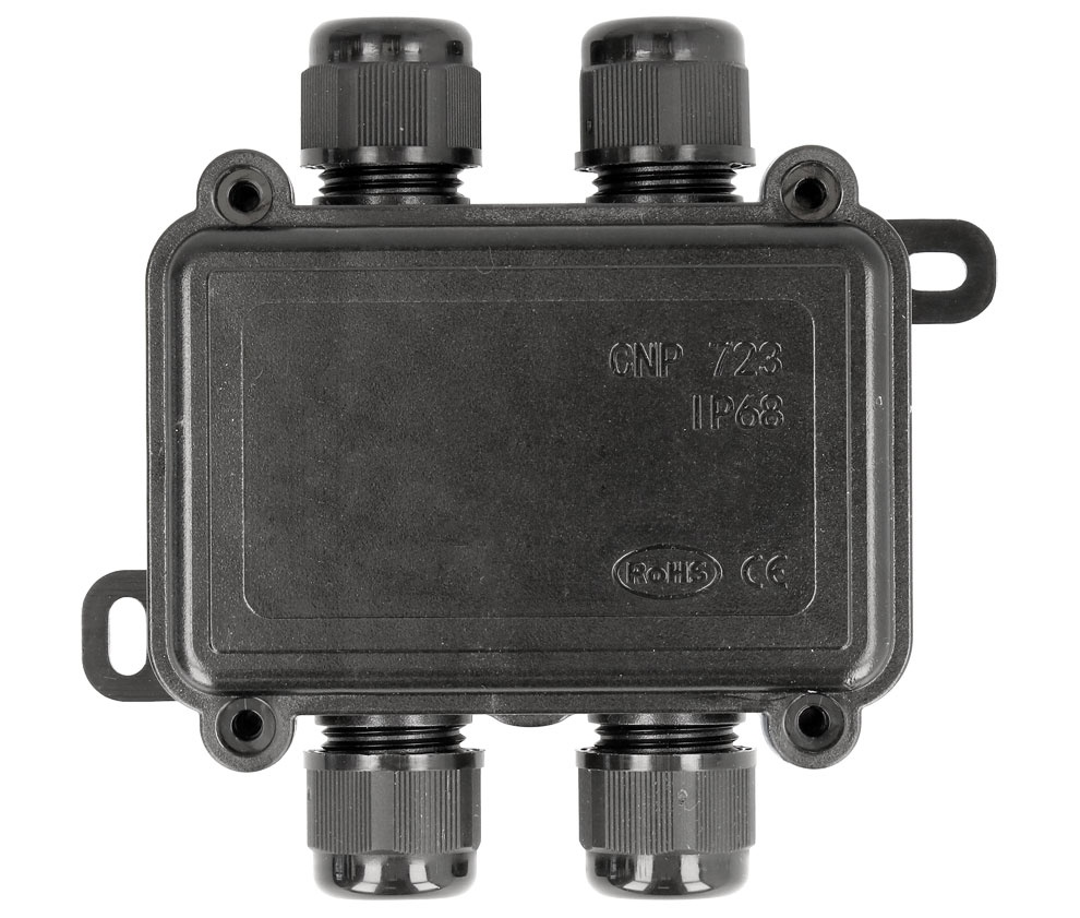 Caja estanca IP68 4 salidas c/prensaestopas. Mod. BOX1002